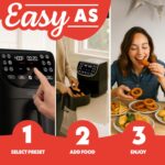 Gourmia Air Fryer - 7 Qt Large Capacity, FryForce 360º, Digital Display with 12 Presets, Roast, Bake, Broil, Dehydrate, Dishwasher Safe Accessories, Black - Image 11