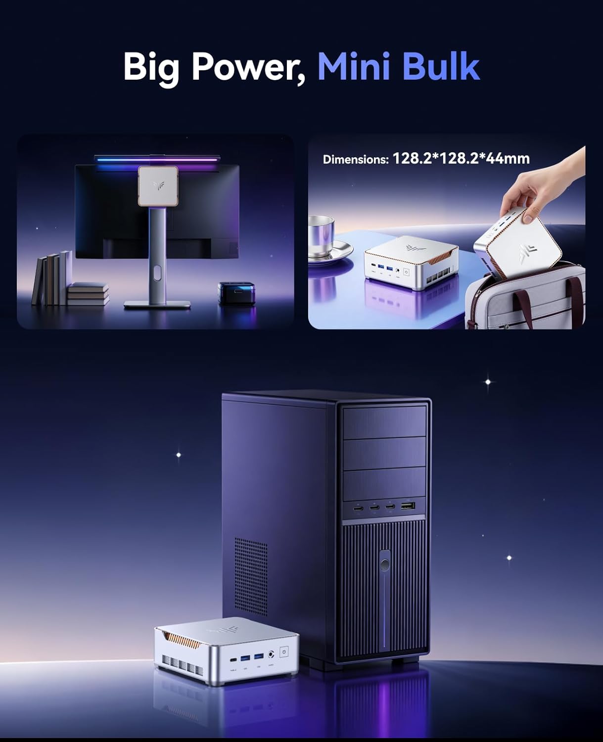 KAMRUI Hyper H2 Mini Gaming PC, Intel Core 14450HX Mini Computers (10C/16T, 4.8GHz), 32GB RAM 1TB PCle4.0 SSD Micro Desktop PC, Triple 4K Display, USB Type-C, WiFi6, BT5.2, Business Office Home - Image 9