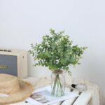 Zheart Fake Eucalyptus Stems in Glass Vase with Faux Water,14" Artificial Plants Eucalyptus Leaves for Shelf Desk Bathroom Farmhouse Room Coffee Table Home Decor (Sage Green) - Image 5