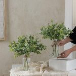 Zheart Fake Eucalyptus Stems in Glass Vase with Faux Water,14" Artificial Plants Eucalyptus Leaves for Shelf Desk Bathroom Farmhouse Room Coffee Table Home Decor (Sage Green) - Image 9
