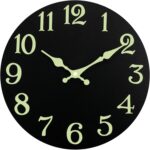 Luminous Wall Clock, Silent Non-Ticking 12'' Night Light Wall Clocks Battery Operated, Country Style Wooden Illuminated Wall Clock Decorative for Kitchen, Home, Bedrooms, Office (Black) - Image 3