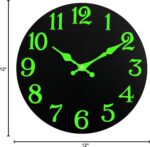 Luminous Wall Clock, Silent Non-Ticking 12'' Night Light Wall Clocks Battery Operated, Country Style Wooden Illuminated Wall Clock Decorative for Kitchen, Home, Bedrooms, Office (Black) - Image 9