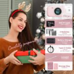 5K 80MP Pink Digital Camera with 18X Zoom,32GB SD Card,2 Rechargeable Batteries & Dual Charger,Compact Point and Shoot Camera for Girls,Teens,Beginners,with Gift Greeting Card - Image 9
