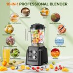 Blender with Self-Cleaning & Dry Grinder - 1400W Professional Blender for Smoothies and Ice Crushing, Dishwasher Safe 68oz Jar, Includes 27oz Mill for Spices & Coffee, Black - Image 3