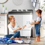 COSTWAY Portable Washing Machine, Twin Tub 20 Lbs Capacity with Drain Pump, Laundry Washer 12 Lbs and Spinner 8 Lbs with Timer Control, Perfect for Apartment Dorm RV, Grey+White - Image 3