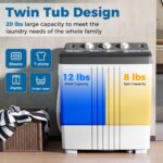COSTWAY Portable Washing Machine, Twin Tub 20 Lbs Capacity with Drain Pump, Laundry Washer 12 Lbs and Spinner 8 Lbs with Timer Control, Perfect for Apartment Dorm RV, Grey+White - Image 5