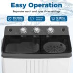 COSTWAY Portable Washing Machine, Twin Tub 20 Lbs Capacity with Drain Pump, Laundry Washer 12 Lbs and Spinner 8 Lbs with Timer Control, Perfect for Apartment Dorm RV, Grey+White - Image 6
