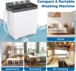 COSTWAY Portable Washing Machine, Twin Tub 20 Lbs Capacity with Drain Pump, Laundry Washer 12 Lbs and Spinner 8 Lbs with Timer Control, Perfect for Apartment Dorm RV, Grey+White - Image 9