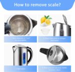 Aigostar Electric Kettle, 1.7L Electric Tea Kettle with LED Illumination, Hot Water Kettle Electric for Tea and Hot Water, Fast Boiling Kettle with Auto-Shutoff & Boil-Dry Protection, BPA Free - Image 9