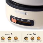 HYTRIC Electric Cooker, 2L Portable Electric Cooker with Foldable Handle, Non-Stick Electric Cooker with Dual Power Control for Camp, Dorm, Multi-Function Ramen Cooker for Oatmeal, Steak, Pasta, - Image 5