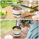HYTRIC Electric Cooker, 2L Portable Electric Cooker with Foldable Handle, Non-Stick Electric Cooker with Dual Power Control for Camp, Dorm, Multi-Function Ramen Cooker for Oatmeal, Steak, Pasta, - Image 6