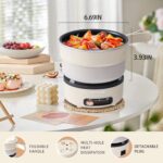 HYTRIC Electric Cooker, 2L Portable Electric Cooker with Foldable Handle, Non-Stick Electric Cooker with Dual Power Control for Camp, Dorm, Multi-Function Ramen Cooker for Oatmeal, Steak, Pasta, - Image 7