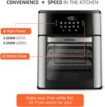 Air Fryer Oven 1800W, 12.7QT Capacity, Touchscreen Panel, Automatic Shut-Off, Toaster + Airfryer – Black & Stainless Steel – Mondial - Image 9