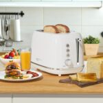 Keenstone Toaster 2 Slice, Retro Wide Slot Stainless Steel Toaster with 6 Browning Levels, Reheat & Defrost, for Bagel, Toast, Bread, Kitchen Essentials, Removable Crumb Tray, White - Image 7