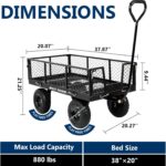 BILT HARD 880 lbs 10" Tires Steel Garden Cart with 180° Rotating Handle and Removable Sides, Heavy Duty 4 Cu.Ft Capacity Utility Garden Carts and Wagons, Black - Image 6
