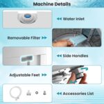 Nictemaw 2.8 Cu.ft Portable Washer, 20 lbs Capacity Full Automatic Washing Machine with Drain Pump, 10 Wash Programs & LED Display, Compact Clothes Washer for Apartments, RV, Dorm, Home, Off-white - Image 9