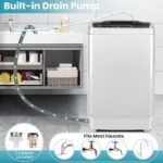 Nictemaw 2.8 Cu.ft Portable Washer, 20 lbs Capacity Full Automatic Washing Machine with Drain Pump, 10 Wash Programs & LED Display, Compact Clothes Washer for Apartments, RV, Dorm, Home, Off-white - Image 10