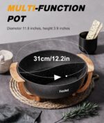 Multi-Temp Electric Hot Pot with Dual Dividers, 1100W Fast Heat & Auto Safety Shut-Off, 6L Family-Size Non-Stick Pot for 4-12 People (Wraparound Wood-grain Handles) - Image 6