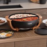 Multi-Temp Electric Hot Pot with Dual Dividers, 1100W Fast Heat & Auto Safety Shut-Off, 6L Family-Size Non-Stick Pot for 4-12 People (Wraparound Wood-grain Handles) - Image 8
