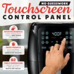 Gourmia Air Fryer - 4 Qt Capacity, FryForce360º, Digital Display with 8 Presets, Roast, Bake, Broil, Dehydrate, Dishwasher Safe Accessories, Compact, Black - Image 4