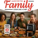 Gourmia Air Fryer - 4 Qt Capacity, FryForce360º, Digital Display with 8 Presets, Roast, Bake, Broil, Dehydrate, Dishwasher Safe Accessories, Compact, Black - Image 9