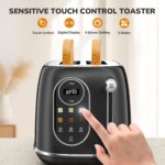 Keenstone Smart Touch Screen Toaster 2 Slice, Retro Wide Slot Stainless Steel Toaster with 6 Browning Levels, Reheat & Defrost, for Bagel, Toast, Bread, Removable Crumb Tray, Black - Image 5