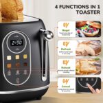 Keenstone Smart Touch Screen Toaster 2 Slice, Retro Wide Slot Stainless Steel Toaster with 6 Browning Levels, Reheat & Defrost, for Bagel, Toast, Bread, Removable Crumb Tray, Black - Image 6