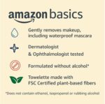 Amazon Basics Makeup Remover Wipes, Gentle Cleansing, Dermatologist Tested, Night Calming, Plant Based, Alcohol-Free, Removes Waterproof Mascara, 25 Count Per Pack, Pack of 2 - Image 4