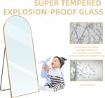 Arched Full Length Mirror, 71x32 Oversized Floor Mirror with Stand, Gold Mirror Full Length, Aluminum Full Body Dressing Mirrors with Arched-Top, Leaning for Living Room, Bedroom - Image 5