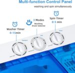 COSTWAY Portable Washing Machine, Twin Tub 22Lbs Capacity, Compact Washer(13.2Lbs) and Spinner(8.8Lbs) with Control Knobs, Built-in Drain Pump, Semi-Automatic Laundry washer for Apartment, RV (Blue) - Image 5