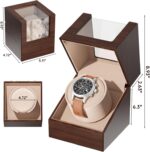 Automatic Single Watch Winder Box for Rolex and Other Watches, Ultra Quiet Japanese Motor, Self Winding Rotating Wooden Watch Case, Battery or Type-C Powered, Premium Watch Box for Men and Women - Image 5