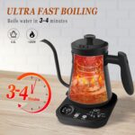 Secura Electric Gooseneck Kettle, 5 Variable Presets for Coffee Tea Brewing, 100% Stainless Steel Inner Tea/Coffee Kettle with 1.5H Keep Warm, 1200 Watt Quick Heating Pot, 0.8L, Matt Black - Image 4