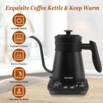 Secura Electric Gooseneck Kettle, 5 Variable Presets for Coffee Tea Brewing, 100% Stainless Steel Inner Tea/Coffee Kettle with 1.5H Keep Warm, 1200 Watt Quick Heating Pot, 0.8L, Matt Black - Image 7
