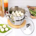 3.0 Quart Steamer Pot for Cooking, 2-tier Steam Pots with Lid for Cooking Vegetables, Seafood, Soups, Food and Pasta - Image 6