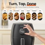 2.1Qt Small Air Fryer - Compact Digital Mini Airfryer with 7-in-1 Presets, 98% Less Oil, Adjustable Temperature & Timer, Shake Reminder, Nonstick, BPA-Free, Dishwasher Safe, Fast & Crispy Cooking - Image 3