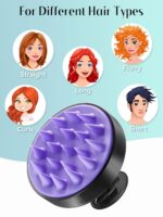 HEETA Scalp Massager Hair Growth, Soft Silicone Scalp Scrubber Shampoo Brush for Exfoliation, Dandruff Removal Head Massage Stress Relax, Wet & Dry Use for Thick Thin Curly Hair Care, Black - Image 7
