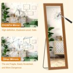 Full Length Mirror,71x32 Inch Full Length Mirror Wall Mounted,Vertical Hanging,Leaning Standing for Bedroom,Living Room,Rectangular Wooden Frame,Walnut Color. - Image 4