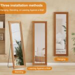Full Length Mirror,71x32 Inch Full Length Mirror Wall Mounted,Vertical Hanging,Leaning Standing for Bedroom,Living Room,Rectangular Wooden Frame,Walnut Color. - Image 5