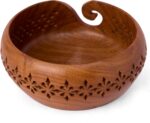 GURU JEE™ Handmade Wooden Yarn Bowl Wool Ball Holder Knitting Bowl Crochet Holder Gifts Showpiece (Natural_Brown_Jali_1) (1 Piece) - Image 5