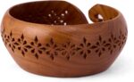 GURU JEE™ Handmade Wooden Yarn Bowl Wool Ball Holder Knitting Bowl Crochet Holder Gifts Showpiece (Natural_Brown_Jali_1) (1 Piece) - Image 7