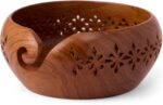 GURU JEE™ Handmade Wooden Yarn Bowl Wool Ball Holder Knitting Bowl Crochet Holder Gifts Showpiece (Natural_Brown_Jali_1) (1 Piece) - Image 8