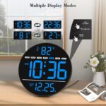 WallarGe Large Digital Wall Clock with LED Display, Electric Wall Clock with Temperature, Auto DST, Date, and Day, 5-Level Brightness for Office, Bedroom, Living Room, Classroom Décor - Image 6