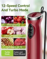 Immersion Blender 5 in 1 Hand Blender, Abuler 1000W Hand Mixer Stick,12 Speed Handheld Blender 304 Stainless Steel with 600ml Mixing Beaker, 500ml Chopper, Whisk and Milk Frother for Soup, Baby Food - Image 5
