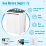 SUNCROWN Portable Washing Machine 16lbs, Compact Twin Tub Semi Automatic Washer, Energy-Saving Mini Laundry Combo with Extended Drain Hose & Pump for Apartments, RV, Dorms, White & Grey - Image 7