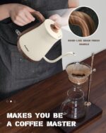 Gooseneck Electric Kettle, 1000W Electric Tea Kettle Stainless Steel, Pour Over kettle for Coffee, Wood-like Grain Finish Handle, Hot Water Kettle, Auto Shut Off, 0.8L, Beige - Image 4