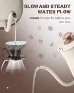 Gooseneck Electric Kettle, 1000W Electric Tea Kettle Stainless Steel, Pour Over kettle for Coffee, Wood-like Grain Finish Handle, Hot Water Kettle, Auto Shut Off, 0.8L, Beige - Image 7