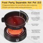 Food Party Hot Pot Electric Hotpot Separable Shabu Shabu Pot with Divider Hotpot Cooker Electric Dual Sided 110V 1350W Non-Stick 4L Fondue Pot for 2-6 People - Image 3