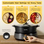 Food Party Hot Pot Electric Hotpot Separable Shabu Shabu Pot with Divider Hotpot Cooker Electric Dual Sided 110V 1350W Non-Stick 4L Fondue Pot for 2-6 People - Image 4
