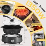 Food Party Hot Pot Electric Hotpot Separable Shabu Shabu Pot with Divider Hotpot Cooker Electric Dual Sided 110V 1350W Non-Stick 4L Fondue Pot for 2-6 People - Image 5