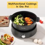 Food Party Hot Pot Electric Hotpot Separable Shabu Shabu Pot with Divider Hotpot Cooker Electric Dual Sided 110V 1350W Non-Stick 4L Fondue Pot for 2-6 People - Image 7